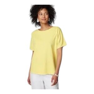 Pure Jill Petite Yellow Organic Cotton Crew Neck Short Sleeve T Shirt Top M